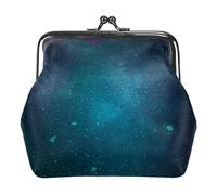 Starry Sky Green Women’s PU Leather Coin Wallets Girls Mini Buckle Coin Purse Pouch