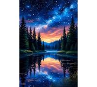 Starry Sky Jungle Lake 2000 Piece Jigsaw Puzzles for Adults Colourful Fun Challenging & Brainteasing Educational Learning Gift Present for Children Boys Girls 2000 Piece Puzzle for Adults