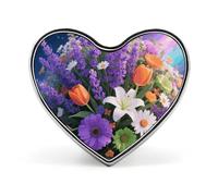 Starry Sky Lavender Lapel Pin Heart Brooches And Pins - Metal Badge for Shirts, Jackets, Hats | Durable Fashion Accessory & Gift for Men, Women, Events, Love form, Aluminum, no gemstone