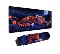 Starry Sky Leopard Mouse Mat 39.4x19.7inch Large Gaming Mouse Pad Desk Mat Stitched Edges, Non Slip Rubber Base, Waterproof Surface, Computer Accessories for Home Office Decor Gift LMDT9442