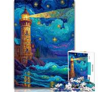 Starry Sky Lighthouse 1000 Piece Jigsaw Puzzle for Adults Teens,Decompressing Intellectual Educational Toy Birthday Present,Gifts,Wall Art (75x50cm)