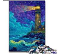 Starry Sky Lighthouse 1000 Piece Jigsaw Puzzles for Adults Gifts, Toy Intellectual Game Artists Collection, Fine Art (26x38cm)