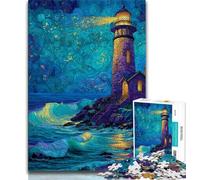 Starry Sky Lighthouse 1000 Piece Jigsaw Puzzles for Adults & Teens,Help The Brain Exercise Addictive Toys to Cultivate Patience Suitable for Couples (38x26cm)