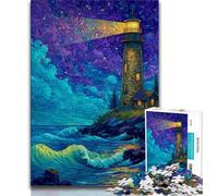 Starry Sky Lighthouse Jigsaw Puzzles for Adults 1000 Piece Puzzle,Challenging To Complete But Fun And Humorous Educational Game for Birthday (38x26cm)