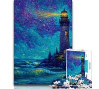 Starry Sky Lighthouse Puzzles for Adults Teens 1000pc Puzzle,Challenging Game Toys Every Piece Is Unique - Challenging Family Fun Game 38x26cm