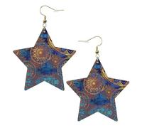 Starry Sky Mandala Leather Star Shaped Earrings Fashion Accessories Lightweight Festivals Parties Everyday Life