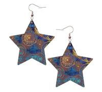 Starry Sky Mandala Leather Star Shaped Earrings Fashion Accessories Lightweight Festivals Parties Everyday Life