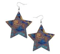 Starry Sky Mandala Leather Star Shaped Earrings Fashion Accessories Lightweight Festivals Parties Everyday Life