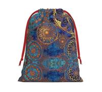 Starry Sky Mandala Print Holiday Drawstring Gift Bags, Jewelry Pouch, Reusable Christmas Party Favor Pouchs, M