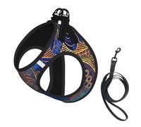Starry Sky Mandala Print Small Dog Harness And Leash Set, Adjustable Soft Vest With 360° Reflective Straps For Cats Puppy