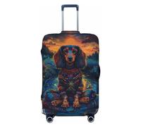 Starry Sky Meditating Dog Travel Luggage Covers - Elasticity Suitcase Covers Protector for Luggage 18-32 Inch