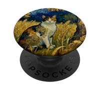 Starry Sky Moonlight And A Calico Cat Among The Wheat Fields PopSockets Adhesive PopGrip