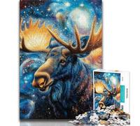 Starry Sky Moose 1000 Piece Jigsaw Puzzles for Teenagers,Family Game Stress Reliever Difficult Challenge Great Gifts And Toys (50x75cm)