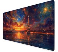 Starry Sky Mouse Pad Large 1200x600mm, Eiffel Tower Gaming Mouse Pad Waterproof Desk Mat with 3MM Stitched Edges, Non-Slip Rubber Base Mousepad Computer Accessories for Gaming, PC, Office -yym2509DO