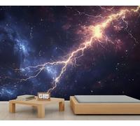 Starry Sky Mural, Universe Wall Murals, Thunder Wallpaper for Renters Living Room Bedroom Corridor TV Background Decor - 200x140cm