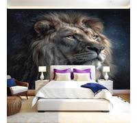 Starry Sky Mural Wallpaper Animal Brown Lion Non-Woven Art Print 390 x 260cm Wall Murals Poster Picture Design Modern Decoration for Bedrooms Living Room Children Nursery