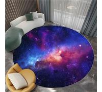 Starry Sky Nebula Background Round Area Rug 80 cm Washable Circular Rug, Blue Violet Low Pile Lightweight Indoor Carpet Mat - Kitchen Living Room Bedroom Decoration floormat