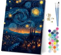 Starry Sky Paint by Numbers for Adults, Landscape Paint by Numbers Canvas, DIY Color Oil Painting with Acrylic and Brushes, Hobbies for Adults Women, Painting for Home Wall Decor Gifts 40x52 in 0-6952