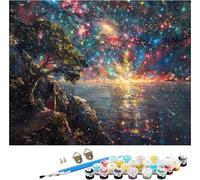 Starry Sky Paint by Numbers for Adults, Paint by Numbers Kits Landscape on Canvas for Beginner, DIY Canvas Oil Painting Kit with Acrylic Pigment and Brushes, Room Decor, Gifts for Women 40x52in A-4700
