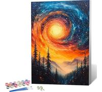 Starry Sky Paint by Numbers Forest Painting by Numbers for Adults Beginner DIY Digital Painting Hobbies for Adults Women with 3 Brush and Acrylic Paints Kit for Home Decor, Gifts 40 x 50 cm -zjn2604MX
