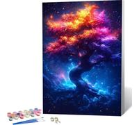 Starry Sky Paint by Numbers Tree Painting by Numbers for Adults Beginner DIY Digital Painting Hobbies for Adults Women with 3 Brush and Acrylic Paints Kit for Home Decor, Gifts 12x16 Inch -zjn26046Y