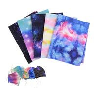 Starry Sky Pattern Cotton Sewing Fabric - 5 Pieces Romantic Night Sky Pattern Constellation Image | Starry Cosmos Theme Quilting Fabric Squares For Patchwor