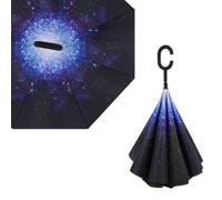 Starry Sky Pattern Double Layer Inverted Umbrella Cars Reverse Open Folding Umbrellas Windproof Uv Protection Large Self Stand