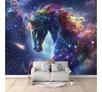 Starry Sky Photo Wallpaper - Colorful Fantasy Animal Horse Wall Mural 150 × 105 cm / 59" × 41.3" - Non-Woven Premium 3D Art Print Wall Mural Decoration Poster Picture Design Modern
