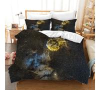 Starry Sky Print Super King Duvet Cover Sets 3 Piece, Stars Bedding, Soft and Breathable Microfiber Zipper Quilt Cover and 2 Pillowcases, Easy to Clean and Care, for Bedroom