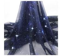Starry Sky Print Tencel Chiffon Fabric 150cm Wide Soft Touch Sheer Fabric for Costumes Crafts Dress Bridal Wedding Backdrops Decorations(Size:1.5x1m,Color:Blue)