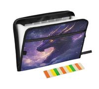 Starry Sky Purple Dragon Expanding File Folder 13 Pockets Accordion File Organiser Folders for Paperwork A4 Storage Portable Document Organiser Filing Wallet