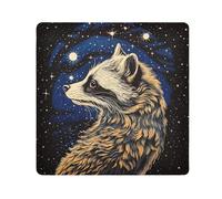 Starry Sky Raccoon Camera Wrap Cloth, Squares Magic Self-Adhesive Cloth for Lens Camera Anti-Scratch Lens Protector Makeup Wrap Cloth Bag 13.8" x 13.8"