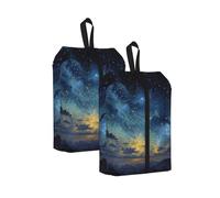 Starry Sky Radiation Printed Travel Shoe Storage Bag Waterproof Jacquard Fabric is Lightweight, with Strong Handle and Central Zipper.