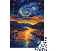 Starry Sky River Art 1000 Piece Jigsaw Puzzle Paper Puzzle Game for Adults Relaxation Focus Decor 38x26cm/1000pcs