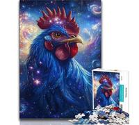 Starry Sky Rooster Adult Jigsaw Puzzles 1000,Learning Educational Toys Family Games with Matching Poster And Trivia Sheet (50x75cm)