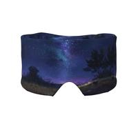Starry Sky Scenery Print Sleep Eye Mask with Earmuffs - Block Out Light Contoured Night Blindfold Eye Sleeping Mask with Ear Cover for Men Women Side Sleeper Night Gift
