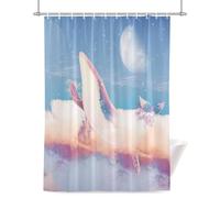 Starry Sky Shower Curtain for Bathroom, Whale Fantasy Galaxy Clouds Waterproof Cloth Fabric Bathroom Accessories Set with 12 Rust Proof Plastic Hooks, 36” x 72”