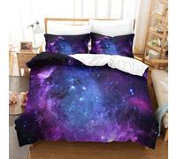 Starry sky Single Duvet Cover Universe Bedding Set Ultrasoft Hypoallergenic Microfiber Quilt Covers 140x200cm with Zipper Duvet Set Includes 2 Pillowcases for Teens Adults b.2594