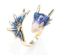 Starry Sky Small Dragon Opening Ring Colorful And Craftsmanship Charm Womens Silver Jewelry,Blue Durability and professional
