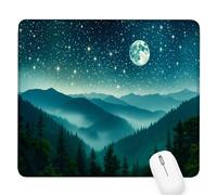 Starry Sky Small Mouse Mat 14.17×11.81×0.12 Inch,2026 New Year Gaming Mousepad Moon Mini Desk Pad with Non-Slip Base and Stitched Edge,for Wireless Mouse,Laptop,Office Home,Gift for Men/Woman D-500