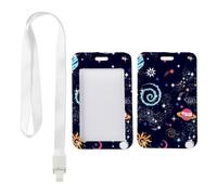 Starry Sky Stars Moon ID Card Holder with White Lanyard, Bus Pass Holder, Vertical ID Cards Protector for Doctor, Vertical Cards Protector for Women, Nurse Accessories Work Nurse Accessories