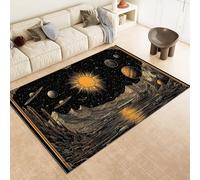 Starry Sky Sun Runner Rug Vintage Nudist Style 3D Area Rug Non-slip Floor Mat Carpet Low Pile Non-shedding Washable for Porch Foyer Bedroom Office Kitchen Entrance 80x150cm 8y149