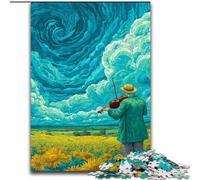 Starry Sky Sunflower Field 1000 Pieces Jigsaw Puzzle For Adults Teens, Challenging Game And Family Play Parent-child Interaction (50x75cm)