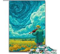 Starry Sky Sunflower Field JigsawPuzzle 1000 Pieces for Teenagers, Interesting Stress Reduction Parent-child Interaction (size 50x75cm)