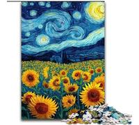 Starry Sky Sunflower Jigsaw Puzzles for Adults 1000, Family Fun Games Fun at Home Activities, Birthday Present, Travel Gifts (26x38cm)