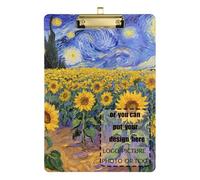 Starry Sky Sunflowers Oil Painting Customize Day Designer clipboard Plastic for 5th Grade Classroom Essentials for Teachers Size 9 x 12