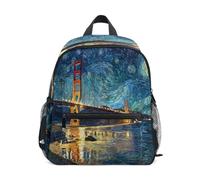 Starry Sky Theme San Francisco Golden Gate Bridge Toddler Backpack, Boy Backpack Preschool Bag Kindergarten Schoolbag Nursery Travel Bag for Girl