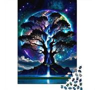 Starry Sky Tree 1000 Piece Jigsaw Puzzle Paper for Adults Waterfall Night View Puzzle Game for Family Focus Decor Gift 70x50cm/1000pcs