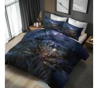 Starry Sky Tree Emperor Bedding Set 3 Piece, Bedroom Decor Duvet Cover and 2 Pillowcases, Nature Forest Galaxy Quilt Cover with Zip, Ultra Soft Microfibre YH-B16