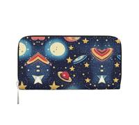 Starry Sky Universe Space Print Women Wallet Trendy Travel-Friendly 7.9X3.9in Casual Clutch Purse Gift for Ladies, Black, One Size, Art